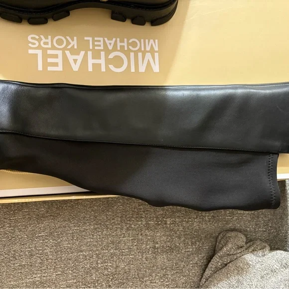 Michael Kors Ridley Black Leather Knee-High Boots - Picture 3 of 7